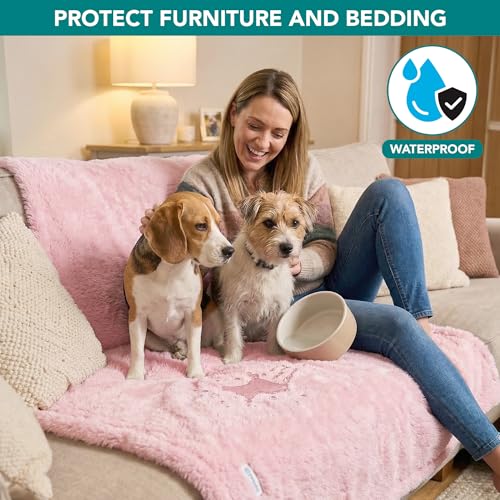 PetAmi Fluffy Sherpa Waterproof Dog Blanket for Large Pet Cat, 40x60 Pink - color: Pink, size: Large (40x60)