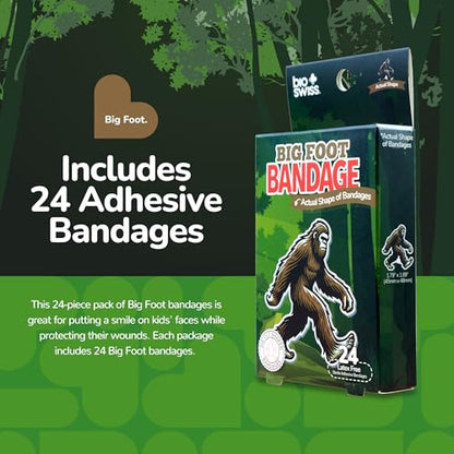 BioSwiss Bandages, Bigfoot Shaped Self Adhesive Bandage Set, Latex Free, Sterile Wound Care, 24 Count - color: Big Foot, size: 24-Count Box