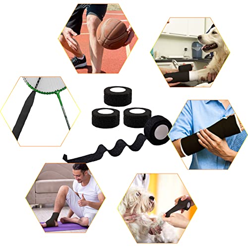 BQTQ 40 Rolls Self Adhesive Bandage Wrap 1 inch Self Adherent Tapes(Black) - color: Black, size: 1 Inch