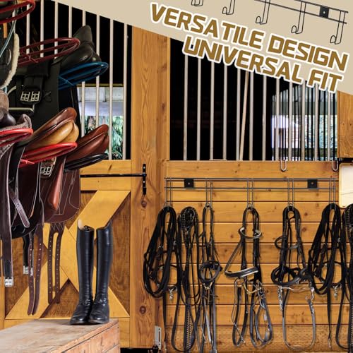 Yaocom 5 Hook 2 Pcs Bridle Hooks Tack Room Metal Wall Hangers Rack, Black - style: 5 Hook