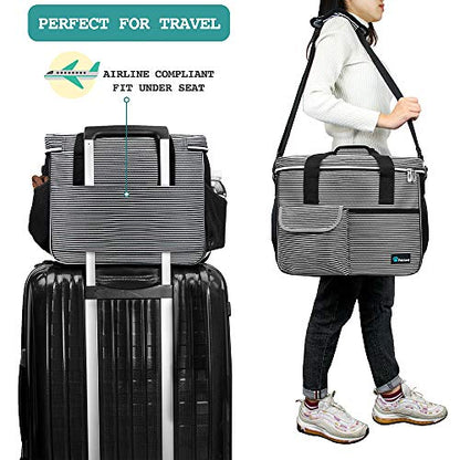 PetAmi Dog Travel Bag Organizer, Pet Supplies Tote, Stripe Black Medium - color: Stripe Black, size: Medium - 14.5"L x 8"W x 12.0"H
