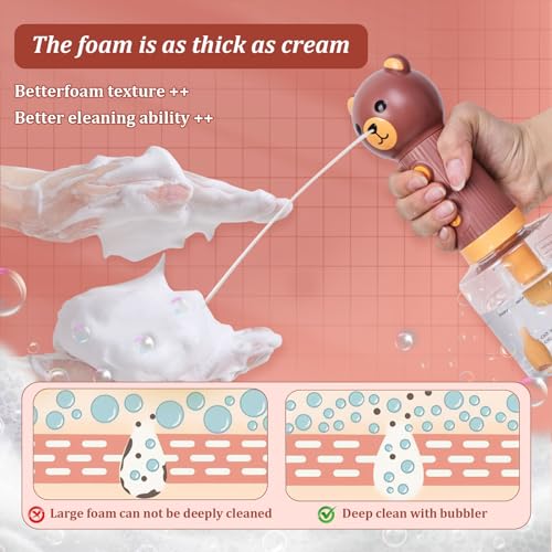Electric Foaming Shampoo Dispenser for Dog and Cat Bathing, Rechargeable Soap Dispenser for Pet Bathing, Bathroom, Kitchen Sink, Toilet Cleaning - color: Brown Bear