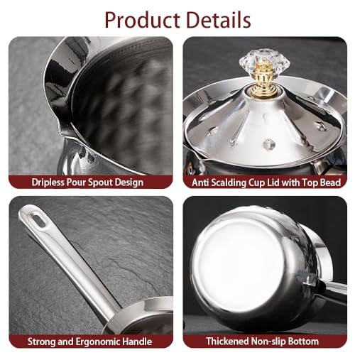 Turkish Coffee Maker, Chai Pot, Arabic & Greek Coffee Pot, 600 Ml / 20 Oz Silver Ibrik - color: Silver, size: Large