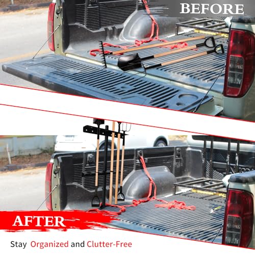 MEWSDEN Trailer Racks for Lawn Equipment, Trailer Tool Rack Shovel Holder for Shovels, Rakes, Hoes, Landscape Hand Tool Rack for Open Trailers, Lawncare Accessories, with 6 Tool Holes&Rubber Grommets