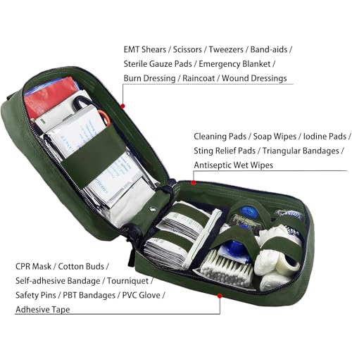 Carlebben EMT MOLLE Ifak Pouch Tactical MOLLE Medical First Aid Kit Utility Pouch Olive - color: Olive
