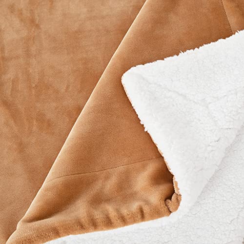 SOCHOW Sherpa Fleece Fall Throw Blanket, Camel, 60x80 inches - color: Camel, size: 60"×80"