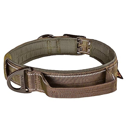 ADITYNA Heavy Duty Green Dog Collar for Medium Dogs with Traffic Handle - color: Ranger Green, size: Medium: Fit 15-19" Neck