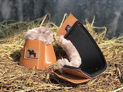 Horse Bell Boots Dressage Horse Boots XL L M S - color: Cognac Color, style: Bell Boots with Faux