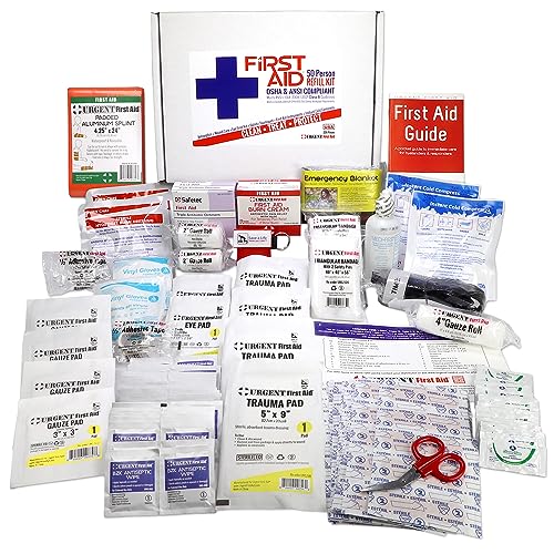 OSHA & ANSI 2021 Class B Refill Kit, 50 Person, 208 Pieces-First Aid Refill | ANSI 2021 Class B refill/upgrade with splint, tourniquet, tools and single-dose items for larger workplace first aid kits. - size: Kit