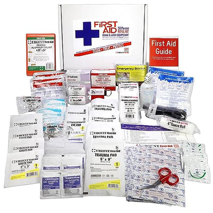 OSHA & ANSI 2021 Class B Refill Kit, 50 Person, 208 Pieces-First Aid Refill | ANSI 2021 Class B refill/upgrade with splint, tourniquet, tools and single-dose items for larger workplace first aid kits. - size: Kit