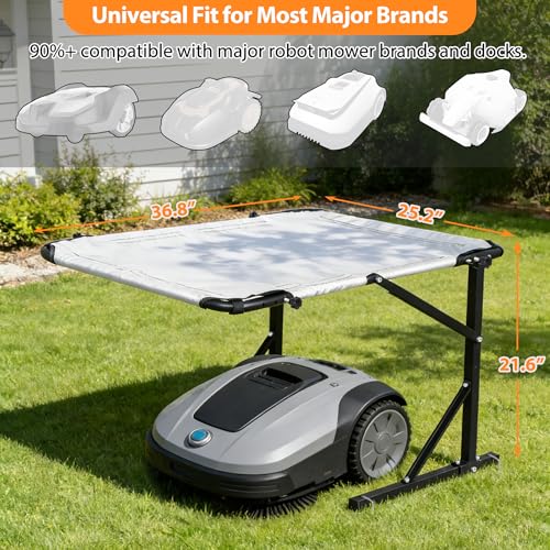 Universal Robot Mower Garage, Waterproof Outdoor Shelter with 2-Side Openable Design, All-Weather Protection for Husqvarna, Worx, Landroid, ECOVACS Goat, Luba and More