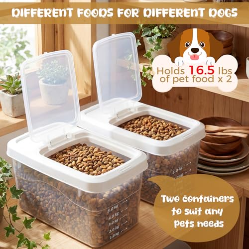 2 Pack 11 Lbs Airtight Dog Food Storage Container with Scoops - size: 11 Lbs