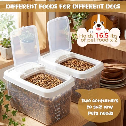 2 Pack 11 Lbs Airtight Dog Food Storage Container with Scoops - size: 11 Lbs