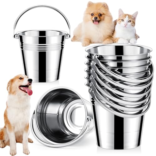 Hicarer 6 Pcs 2.1 Quart Stainless Steel Dog Water Bucket - size: 2.1 Quart