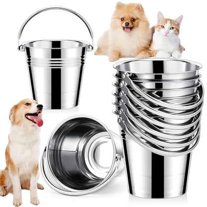 Hicarer 6 Pcs 2.1 Quart Stainless Steel Dog Water Bucket - size: 2.1 Quart