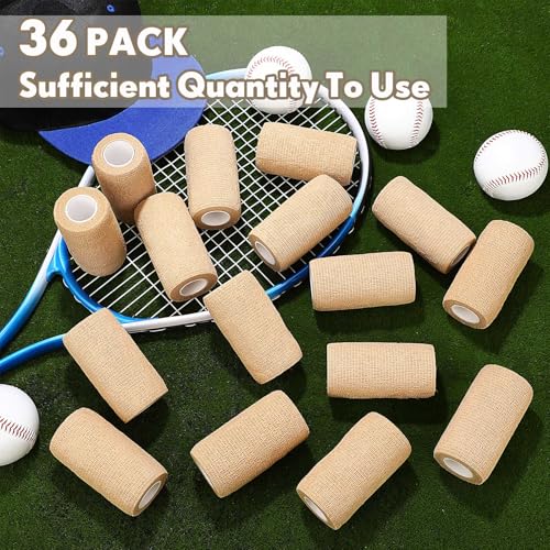 Treela 36 Pcs Self Adherent Bandage 4" X 5 Yard Wrap Breathable - color: Nude, size: 4" X 5 Yard
