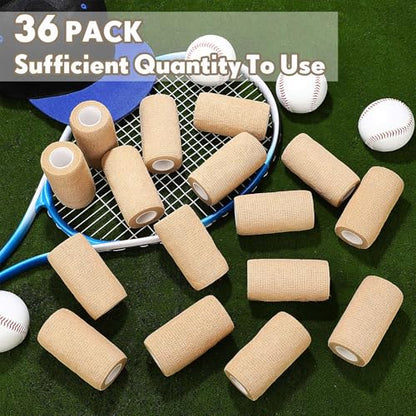 Treela 36 Pcs Self Adherent Bandage 4" X 5 Yard Wrap Breathable - color: Nude, size: 4" X 5 Yard