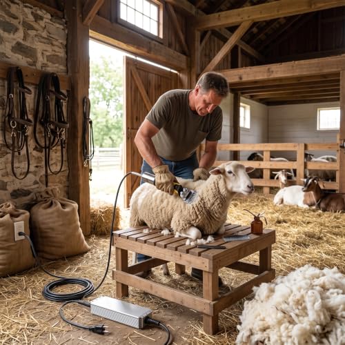 Marhynchus Electric Sheep Shears, 3000RPM High Speed Carbon Steel Electric Wool Clipper for Sheep Goats Alpacas Llamas, with Anti Slip Handle (US Plug 110V)