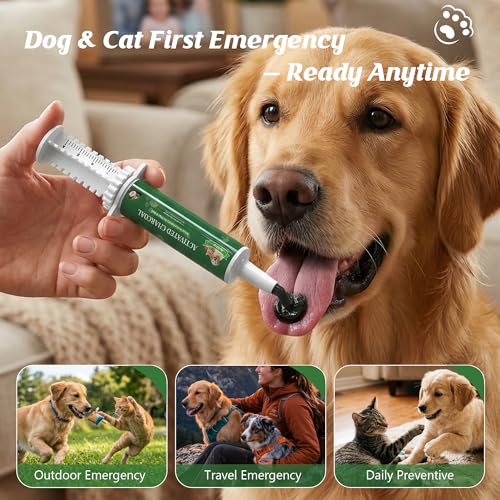 Activated Charcoal for Dogs Cats,Pet Poison Emergency Kit, Toxin Absorber with High-Activity Charcoal & Kaolin, Supports Digestive from Chocolate/Grapes/Onions, Using for Home, Travel 30ml - size: 30ml