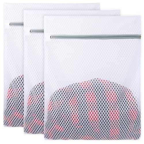 Vivifying 3Pcs Mesh Laundry Bags for Delicates, Honeycomb Mesh Wash Bags with Zipper for Washing Machine, Shoes, Lingerie, Socks and Stuffed Toys (Medium, 12.5 x 16Inches) - size: 3M(12.5" x 16")