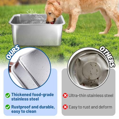MEWTOGO 4 Gallons Extra Large Capacity Food Grade Stainless Steel Dog Bowls - size: 4 Gal