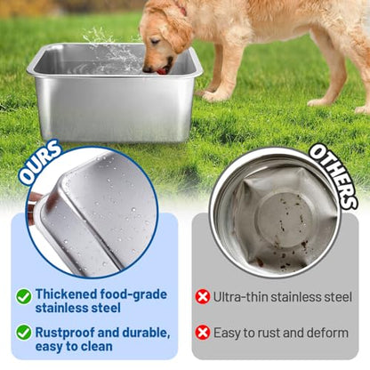 MEWTOGO 4 Gallons Extra Large Capacity Food Grade Stainless Steel Dog Bowls - size: 4 Gal