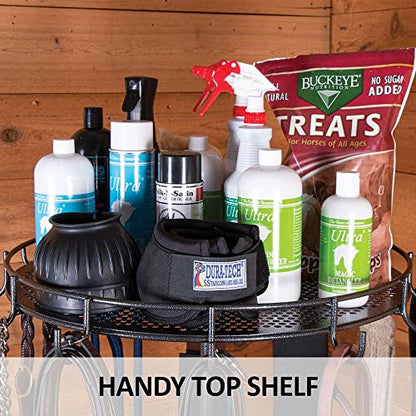 EASY-UP Pro Series 12-Hook Spinning Bridle Rack | Horse Tack Organization | 360-Degree Spinning Feature | 12-Hook Capacity | Handy Top Shelf | 7-Year Warranty