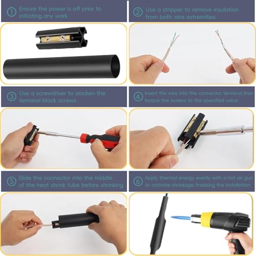 2Set Underground Wire Splice Kit for Direct-Buried UF Cable (14/3–8/3), Submersible, 600V, with Connectors & Heat-Shrink Tubing
