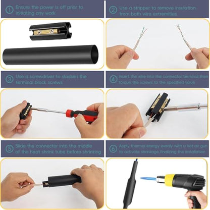 2Set Underground Wire Splice Kit for Direct-Buried UF Cable (14/3–8/3), Submersible, 600V, with Connectors & Heat-Shrink Tubing