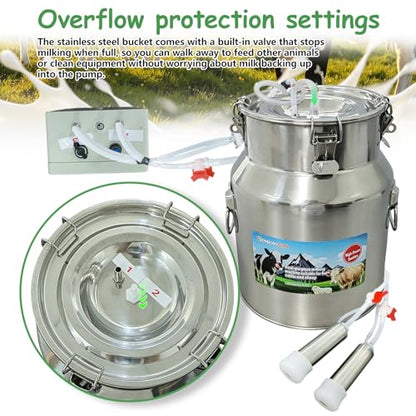 14L Cow and Goat Milking Machine Portable & Electric Milker