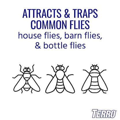 TERRO T380 Outdoor Reusable Fly Magnet Fly Trap - Poison Free Trap with Bait,(Pack of 6) - size: 6 Pack