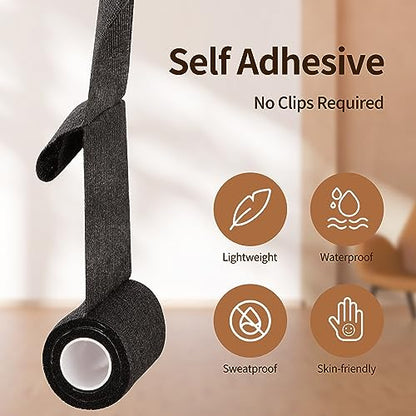 12 Rolls Self Adhesive Bandage Wrap, Cohesive Bandage 4 inches x 5 Yards, Sports Wrap Tape, Also for Horses & Dogs as Breathable Vet Wrap (Black) - color: Black