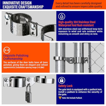Heavy Duty Stainless Steel 2-3/8" x 2-3/8" Chain Link Fence Gate Fork Latch with Hole for Padlock（Fit 2 3/8" Gate Frame） 1Pack - size: 2-3/8''x2-3/8''-1P