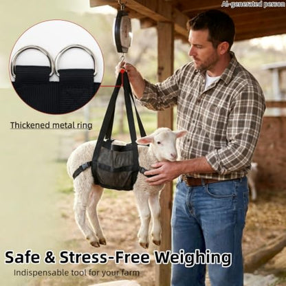 Calf Sling for Weighing Animals, Reinforced Goat Harness, Livestock Sling with Adjustable Straps, 300 LB Animal Weighing Sling for Calf Weight Small Animals, Lambs, Dogs & Piglets