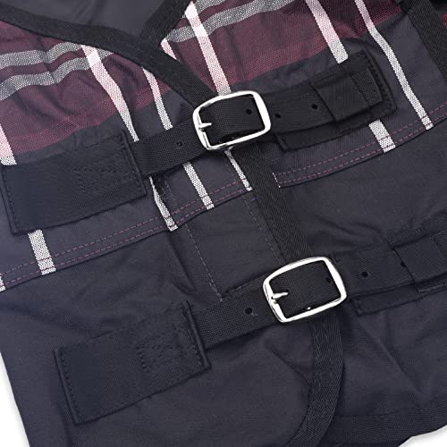 600D Mini Horse/Pony Blanket, 0g No-Fill Waterproof Turnout Sheet - color: Red Plaid, size: 39
