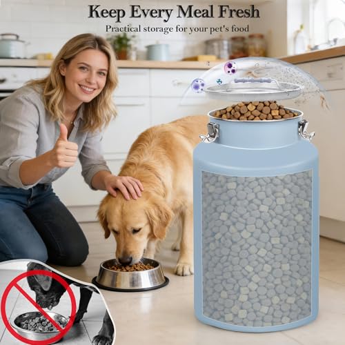 30lb Stainless Steel Dog Food Storage Container with Lid and Scoop - size: Large