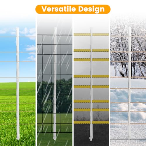 Electric Fence Posts 50 Pack, White 48 inch Step in Fence Posts - color: White, size: 48 INCH-50 PCS