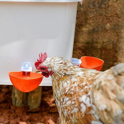 Large Automatic Chicken Feeder and Waterer Set Hanging Chicken Water Feeder Poultry Feed Bucket - color: White