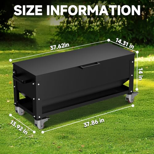 Automatic Metal Chicken Feeder,120lb Large Capacity Heavy Duty Gravity Chicken Feeder Box with Weatherproof Lid Brake Casters,Portable Chicken Feede No Waste Poultry Feeder for Ducks, Geese