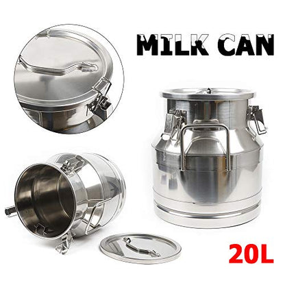 Milk Can Water Jug Coffee Canister Stainless Steel Bucket Milk Jug W/Independent Embedded Silicone Sealed Lid Easy to Use and Clean Storage (20L/5.25 Gallon) - color: 20L/5.25 Gallon