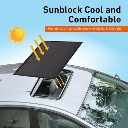Car Roof Sunroof Sunshade Net, Mesh Breathable Outdoors Car roof Cover, 39.37" x 25.59" Portable Adsorption Protective Mesh, Universal for Most Vehicles (Black)