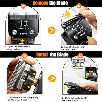 Dog Grooming Clipper Blades Replacement Compatible with Andis Dog Clippers - size: Black(10)
