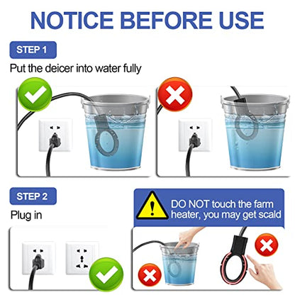 500W De-icer Submergible Bird Bath Heater Aluminum Cast for Livestock Poultry Horses, Cows, Birds, Wildlife Drinking Indoor Outdoors in Winter with 10 Foot Cord Birdbath Water Heater