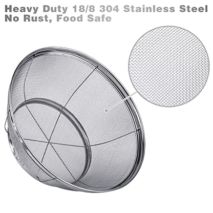 3 Pack Strainers for Kitchen, 18/8 Stainless Steel Colander, Fine Mesh Strainer for Pasta, Rice and Fruit, Sieve for Strain, Drain, Rinse or Steam (5-Quart, 4-Quart and 3-Quart)