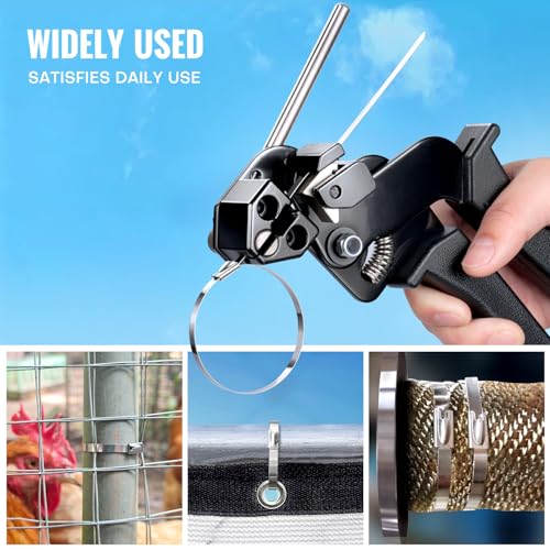 Stainless Steel Cable Tie Gun Kit + 200 Pcs Metal Zip Ties