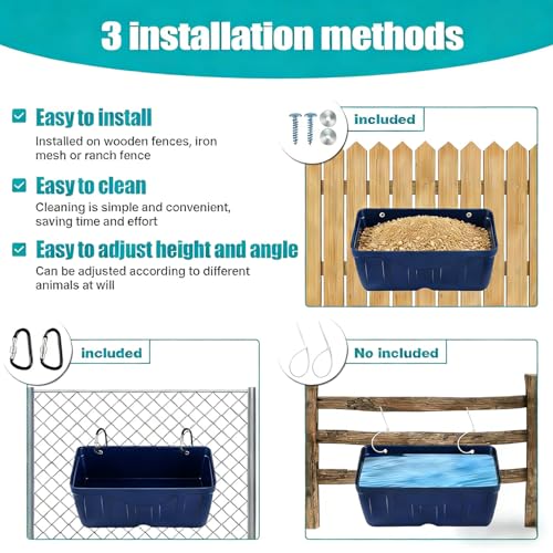 Chicken Feeder Waterer,Duck Feeder,Hanging Goat Feeder,5 Quart*3 Pack,Blue - color: 3 Pack Blue