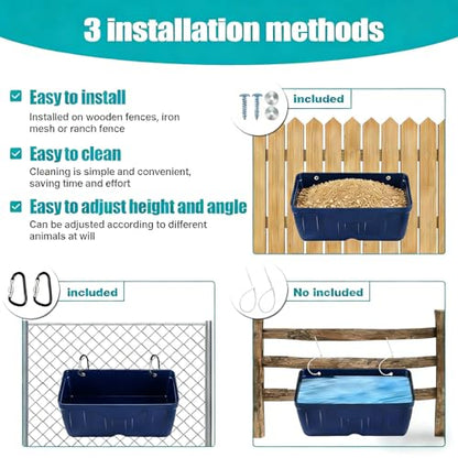 Chicken Feeder Waterer,Duck Feeder,Hanging Goat Feeder,5 Quart*3 Pack,Blue - color: 3 Pack Blue