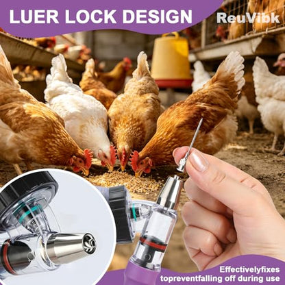 5ml Continuous Self-Refilling Livestock Syringe, 10 Needles Included - color: Purple