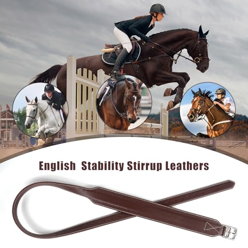 Jeereal Stability Stirrup Leathers with Strong Nylon Core for Equestrian Riding Wide Body English Stirrup Leathers - size: 54" / 135cm