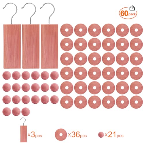 Cedar Space Cedar Blocks for Clothes Storage, 60 PCS Cedar Chips and Balls - size: 60 Count (Pack of 1)